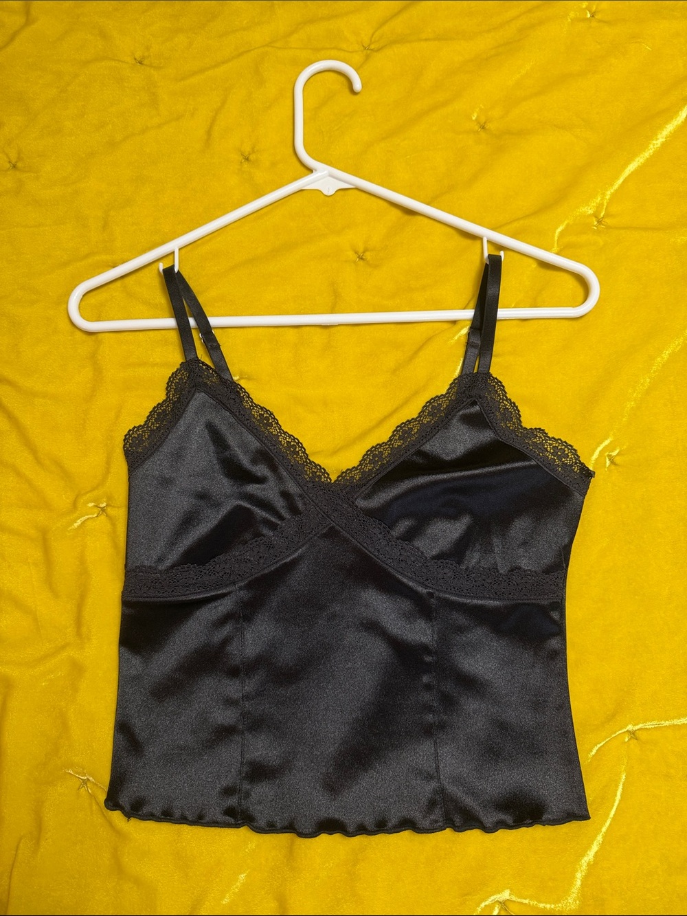 H&M Black Satin Lace-Trim Camisole